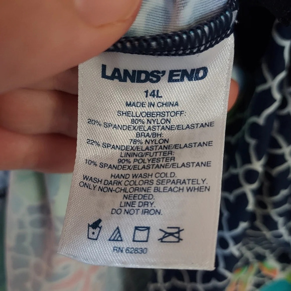 Lane Ends Square Neck Underwire Tankini Top Swimsuit Adjustable Straps Size 14L - Picture 9 of 11